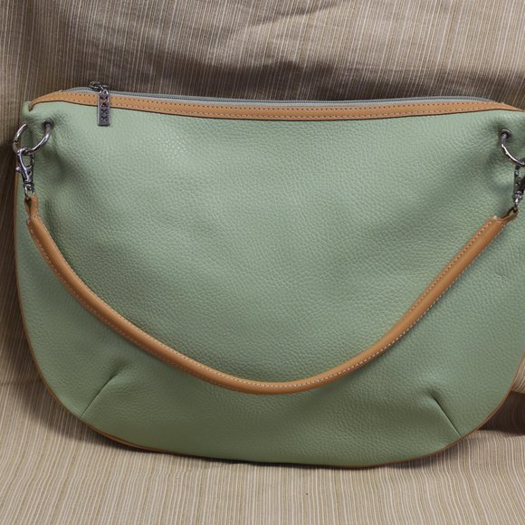 Maxx New York Green and Tan Leather Handbag - Picture 2 of 5